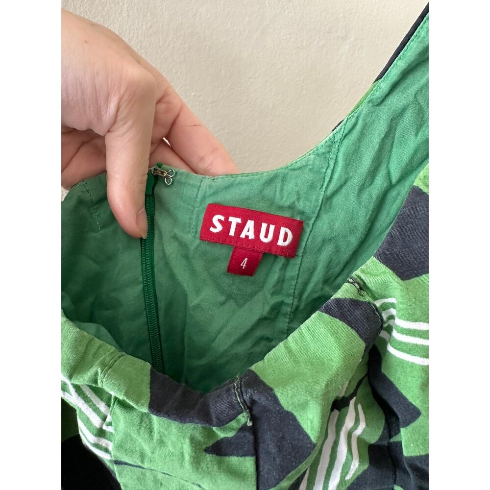 STAUD Wells Mini Dress Green Pinwheel 4 - Picture 2 of 4